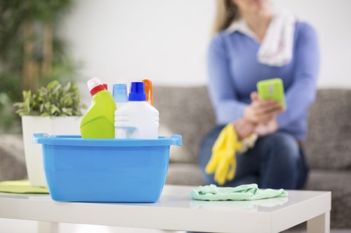 Preparation checklist and cleaning supplies for an end of tenancy clean in Watford