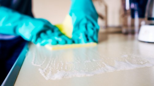 Local post-construction cleaning for a Watford kitchen renovation with detailed surface wiping
